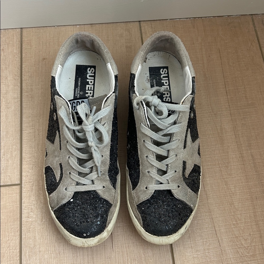 Black and Tan Glitter Sneakers